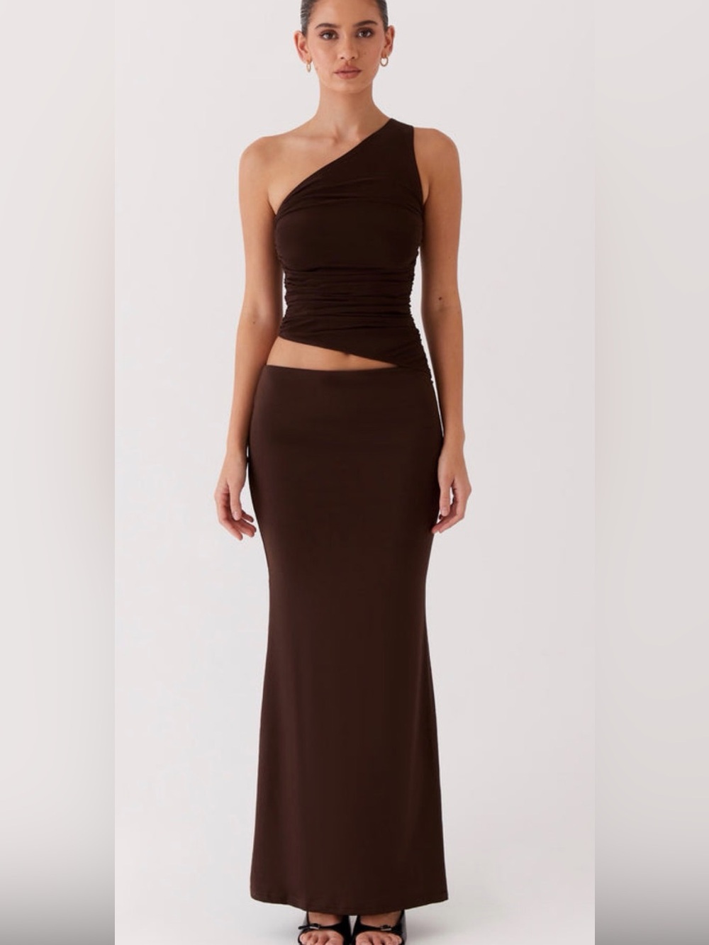 Peppermayo Seranella One Shoulder Maxi Dress-Chocolate-Size US 8 New With Tag